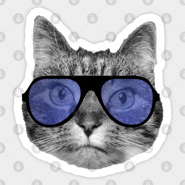 Cat wearing cool blue sunglasses Sticker by Purrfect